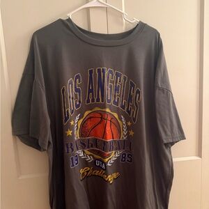 Gray Los Angeles Basketball Graphic T-Shirt